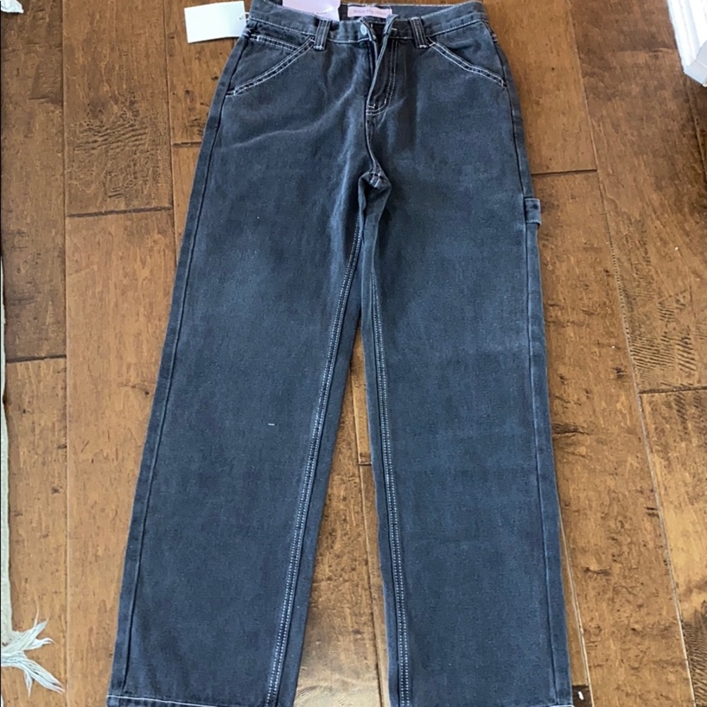 Washed black high rise jeans